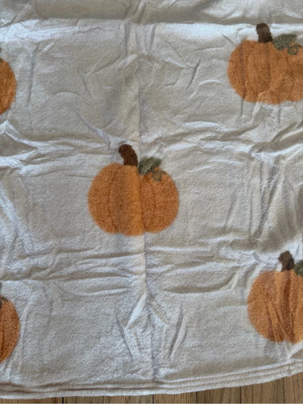 Plush Pumpkin Print Baby Throw Blanket - Cream and Orange